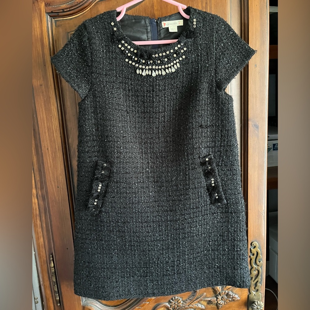 Elegant Black Tweed Dress with Embellishments Crewcuts size 6